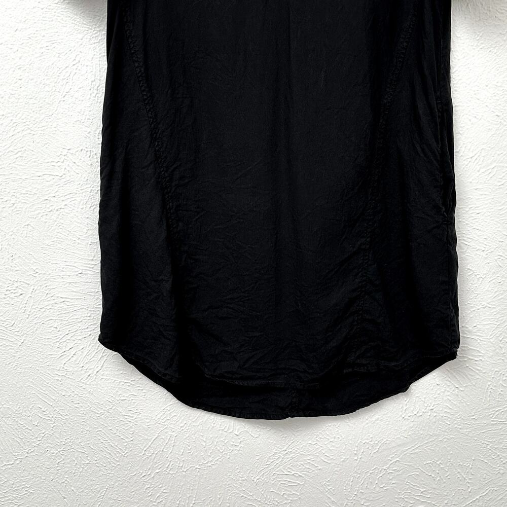 Cloth & Stone Black Tencel Shirt Dress Size Small Roll Tab Sleeves Pockets Mini - Picture 4 of 11
